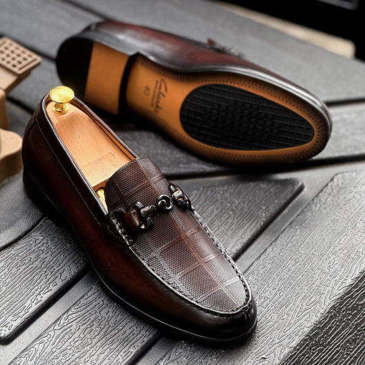 Classic Brown Textured Leather Luxe Loafer