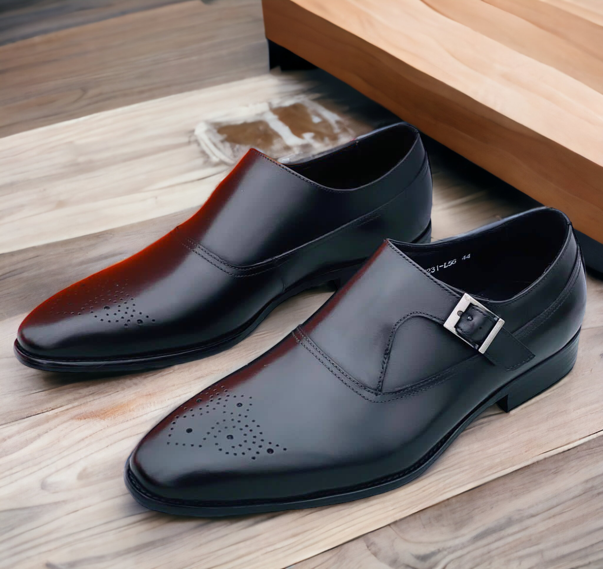 Brogued Single Monk Strap Shoes