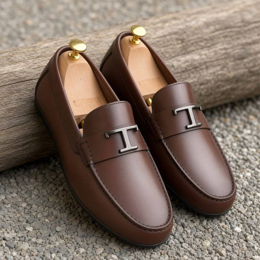 TODs Men's Dark Brown Leather Driving Loafer